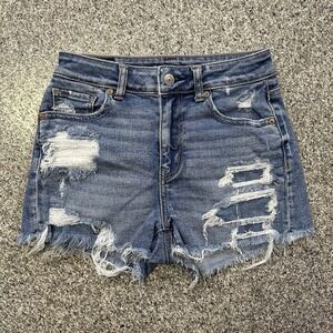 American Eagle Shorts Womens 0 25x2 High Rise Mom Cut Off Jean Distressed Ripped
